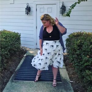 Unique Vintage Halter Pinup Black & White Dog Print Dress 3X